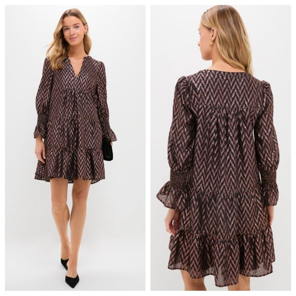 Tuckernuck Dresses & Skirts - Pomander Place Metallic Ikat Kenzo Dress Mini Flutter Smocked Ruffle Tuckernuck